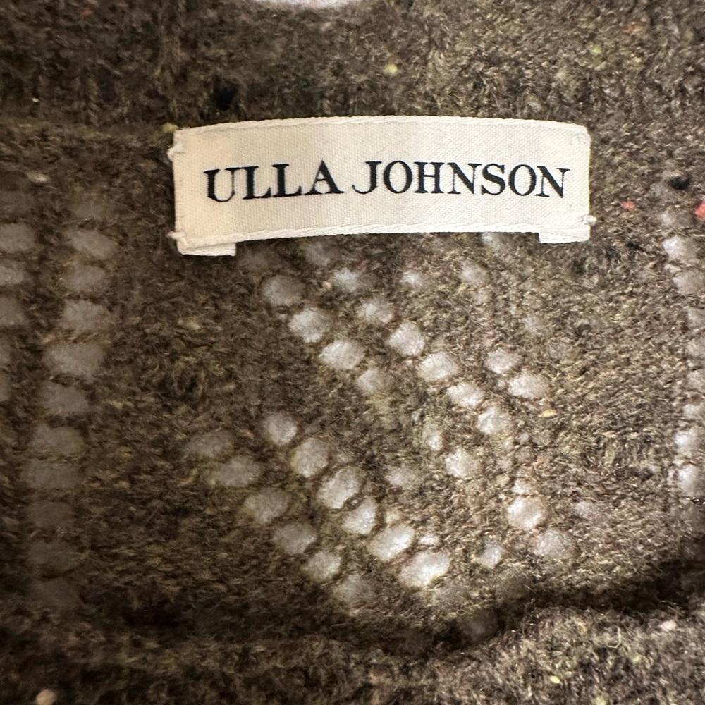 Ulla Johnson Amara Olive Green Cashmere Flutter Sleeve Top size 6 - Picture 4 of 6